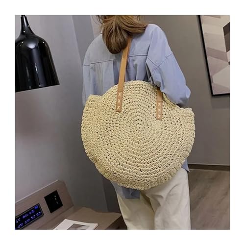 Straw Bag Round Straw Beach Bag Vintage Handmade Woven Shoulder Bag Rattan bags Summer Vacation Casual Bags4