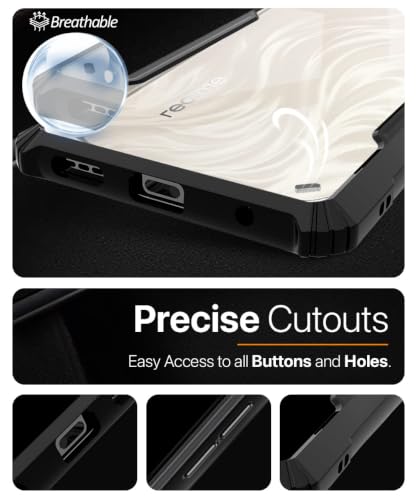 Image of WOW IMAGINE Shock Proof Clear Back Case Mobile Cover for Realme C100x (Hard | Hybrid PC + TPU | Full Armour Device & Camera Protection | Black)
