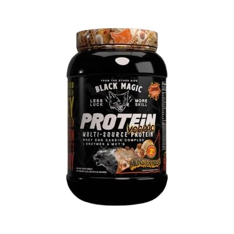 Worldwide Nutrition Bundle Compatible with Black Magic Protein Powder - Multi-Source Protein Whey, Egg & Casein Complex with Enzymes & MCT- 2LB Monster Mash Flavor with Multi-Purpose Keychain Cover