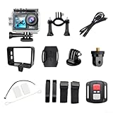 Dual-Screen-Action-Kamera, wasserdicht, 5 K, 30 FPS mit 170-Grad-Objektiv, Zeitlupen- und Zeitraffer-Modi, Unterstützung für Fernbedienung