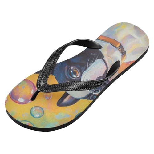 Sinestour Dog Bubbles Yellow Flip Flops for Beach Thong Sandals Anti-slip Lightweight Beach Slippers for Summer Travel Swim2