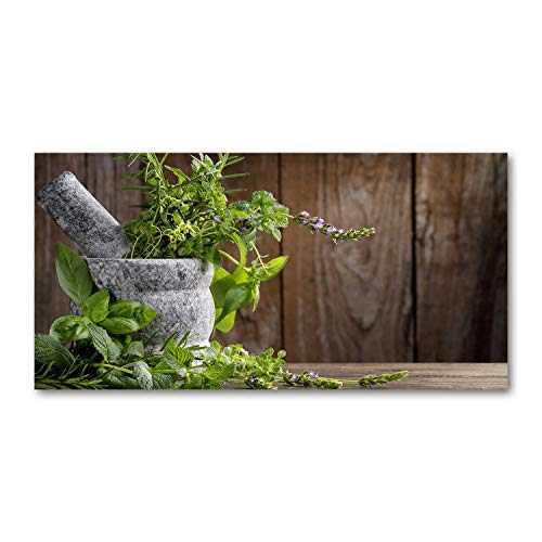 Crédence de cuisine Tulup 120x60cm fond de hotte verre trempé vert herbes aromatiques