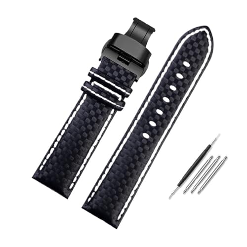 [����] YingYou �J�[�{���t�@�C�o�[�����v�r���v�X�g���b�v �����Y�A�N�Z�T���[ 18mm 20mm 21mm 22mm 23mm 24mm �u���b�N ���b�h �E�H�b�`�o���h �u���X���b�g ���X�g�o���h(White line BK,21mm)