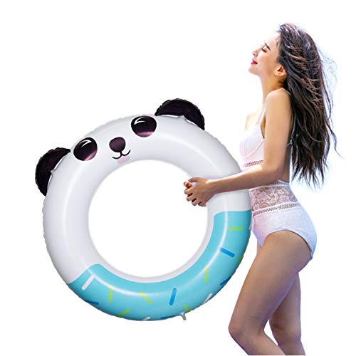 LAFALA Pool Floats Inflatable Swimming Rings Tube Raft Cute Panda Design for Summer Beach Swimming Party Poolside Lounge Raft Decorations Toys Kids Adults(Blue)