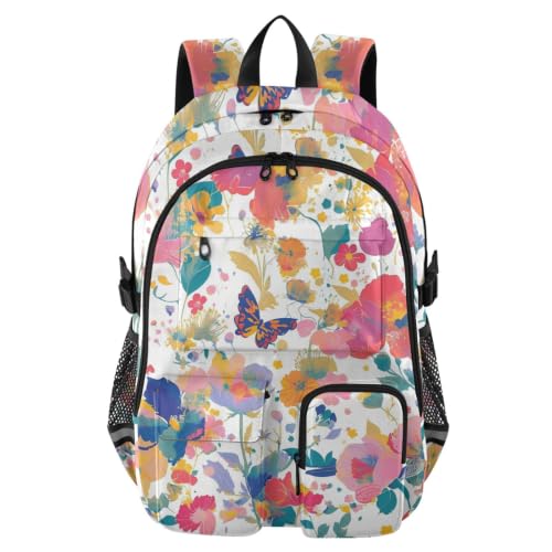Mochila de viaje cómoda para portátil que alivia el peso con estilo floral
