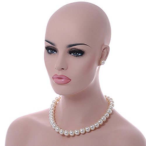 Collar de perlas de imitación ajustable de 13 mm para escotes difíciles con pendientes 5