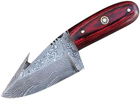 Rex Distributors DC-5252-DWDB 5Damascus Blade Deercreek Short Skinner Dark Wood Handle with Leather Sheath Knife