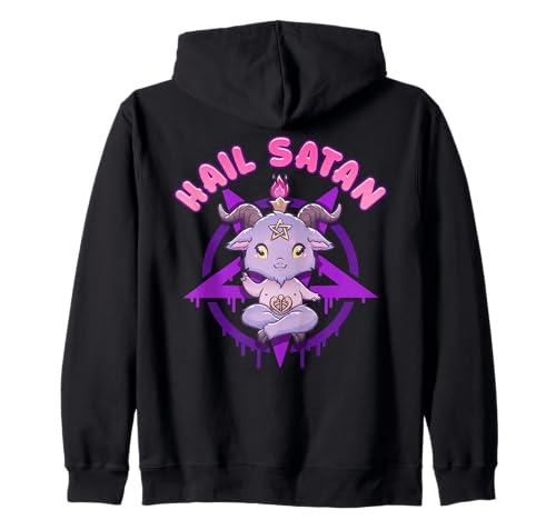 Hail Satan Death Metal I Pentagramme Satanique Baphomet Sweat à Capuche