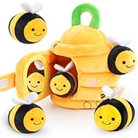Baby Toys 6-12 Months,Soft Baby Beehive Toy with 5 Sensory Bees - Rattle,Crinkle Paper,Squeaker,Mirror,Baby Montessori Sensory Toys for Toddlers 0-3 Years Old - Gifts for Babies