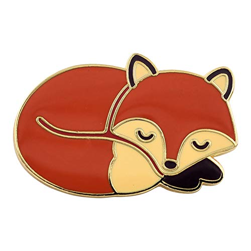 REAL SIC Sleeping Fox Pin - Cute, Kawaii Gold Fox Jewlery, Jacket Pin for Everyday Wear on Backpacks, Hats & Bags
