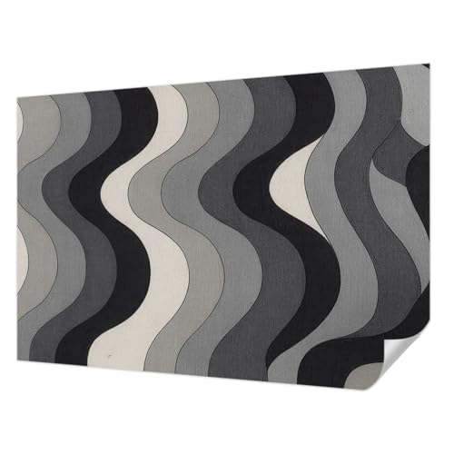 Papel pintado para dormitorio y sala de estar autoadhesivo lavable con ondas grises modernas 2
