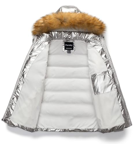 Image of Pursky Men's Puffer Jacket Waterproof Winter Bubble Coats Ski Parka Fur Hooded