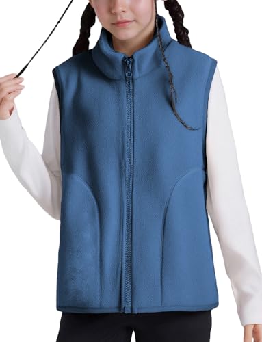 Happy Cherry 2025 Kids Winter Fleece Vest Boys Girls Fleece Stand Collar Fuzzy Fall Winter Warm Outerwear with Pockets