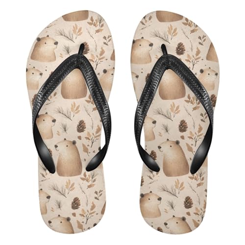 Capybara Cartoon Flip Flop Sandal for Women Men, Casual Beach Slippers Indoor Outdoor XS