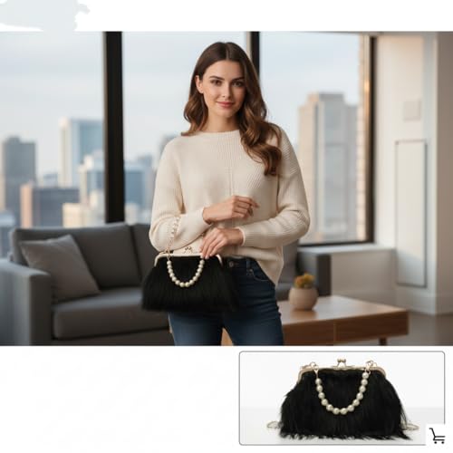 Image of Feather Purse Clutch For Women Ostrich Feather Handbag Shoulder Crossbody Evening Bag | Feather Purse