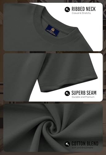Image of Herberton Mens Oversized T-Shirts Heavyweight Cotton Stretch Fashion Thick Tee Tops (S-3XL)