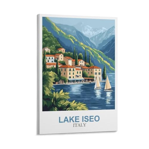 YMQWJYLW Impression sur toile vintage du lac d'Iseo Italie 40 x 60 cm