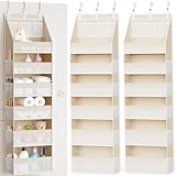 Criusia 2 Pack Over the Door Organizer, 6-Shelf Closet Hanging Storage with 13 Mesh Pockets, 55lbs Capacity Behind the Door Storage for Baby Nursery, Bathroom, Bedroom, and Dorm, Beige