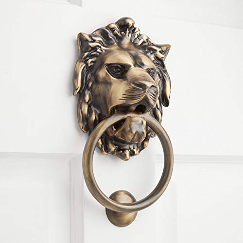 Signature Hardware 426238 9-3/4" X 5-1/8" Large Solid Brass Lion Door Knocker #TOP29