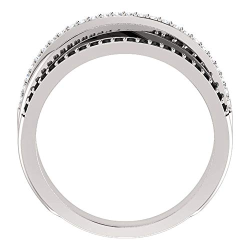 925 Sterling Silver Shiny Black Gem Ring with Cubic Zirconia and Multi Row CZ Diamond - Eternity Engagement Wedding Band for Women4