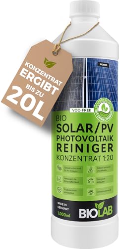 BIOLAB Solar & PV Photovoltaik Reiniger Konzentrat 1:20 (1 Liter) zur Reinigung von Solaranlage, Photovoltaikanlage, Balkonkraftwerk, Solarpanel, Solarmodul, PV Anlage, Solarreiniger