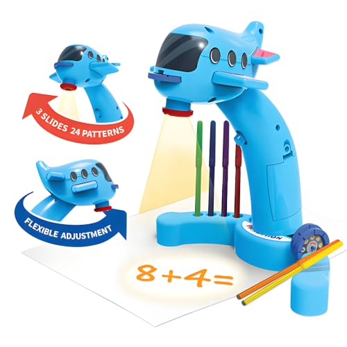 Image of Cable World Airplane Projection Drawing Table for Kids, Educational Tracing & Sketching Projector Toy with 24 Patterns, 6 Color Pens & Adjustable Focus, for Boys & Girls Age 3+ Years