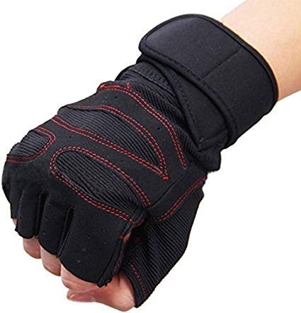 DreamPalace India Leather Wrist Support Gym and Fitness Gloves (Red and Black) (B07PQ6X1BW) Amazon Price History, Amazon Price Tracker