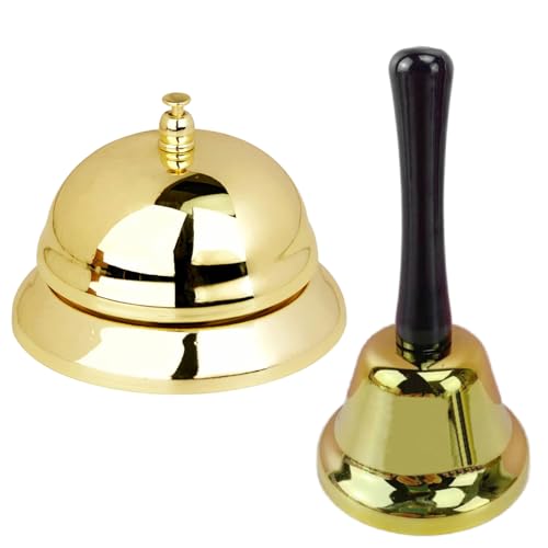 LdawyDE Timbre de Servicio, Timbre de Mano con Mango, Timbre de Escritorio, Timbre de recepción para casa, Pub, Navidad, Cena, hoteles, escuelas, restaurantes, Timbre de Alarma