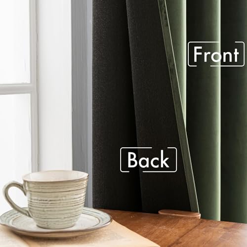 MIULEE Olive Green Velvet Curtains for Bedroom 2 Panel Set 54 Inch Drop Curtains, Soft Elegent Home Decor Velvet Curtain Living Room, Sun Blocking Room Darkening Thermal Eyelet Curtain 46x54 Inch - Cosy Home Interiors MIULEE Olive Green Velvet Curtains for Bedroom 2 Panel Set 54 Inch Drop Curtains, Soft Elegent Home Decor Velvet Curtain Living Room, Sun Blocking Room Darkening Thermal Eyelet Curtain 46x54 Inch - Image 8