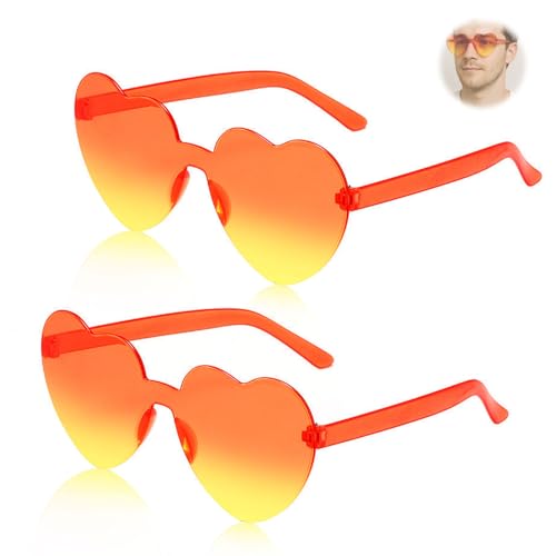 AzureRay 2er Set Herz Sonnenbrille für Frauen mit Orange Gläsern,...