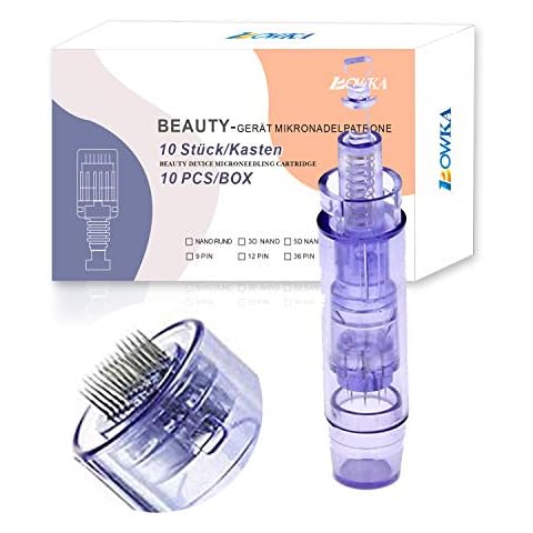 BOWKA 36 Pins Needles Cartridge Electric Microneedling Pen Derma Pen Pack of 10 Universal Model Needles Cartridge Cover