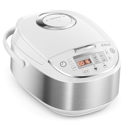 Feller Germany RC33 Digital Rice Cooker 3L (1L Rice Capacity) 11-in-1 Multi Cooker LED Display Steamer Timer & Non-Stick Pot Electric Cooker (White) - 2Y Guarantee-KSA Version