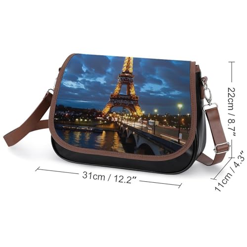 Eiffel Tower Paris Night Crossbody Purses for Women with Adjustable Strap, Retro Trendy Tote Handbag Shoulder Bag2