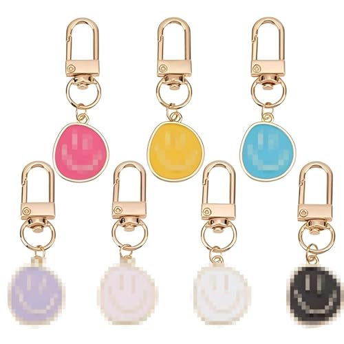 35 Pièces Porte-clés Smiley, 7 couleurs Pendentif Visage Heureux Breloques, Porte-clés Mignon en...