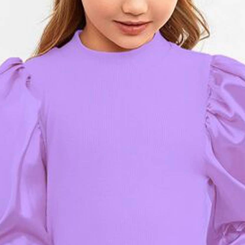 KIROTO Stylish & Fancy Full Sleeves Tops for Girls Puff Sleeve Top (Cotton) Girls Kids Top Purple 1