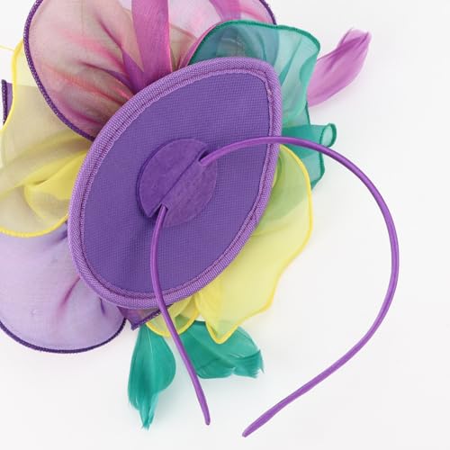 Image of DRESHOW Fascinators Hat Tea Party Headwear Ribbons Feathers on a Headband and a Clip for Women