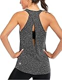 ICTIVE Womens Cross Backless Workout Tops for Women Racerback Open Back Shirts Athletic Sleeveless Clothes Dark Gray M