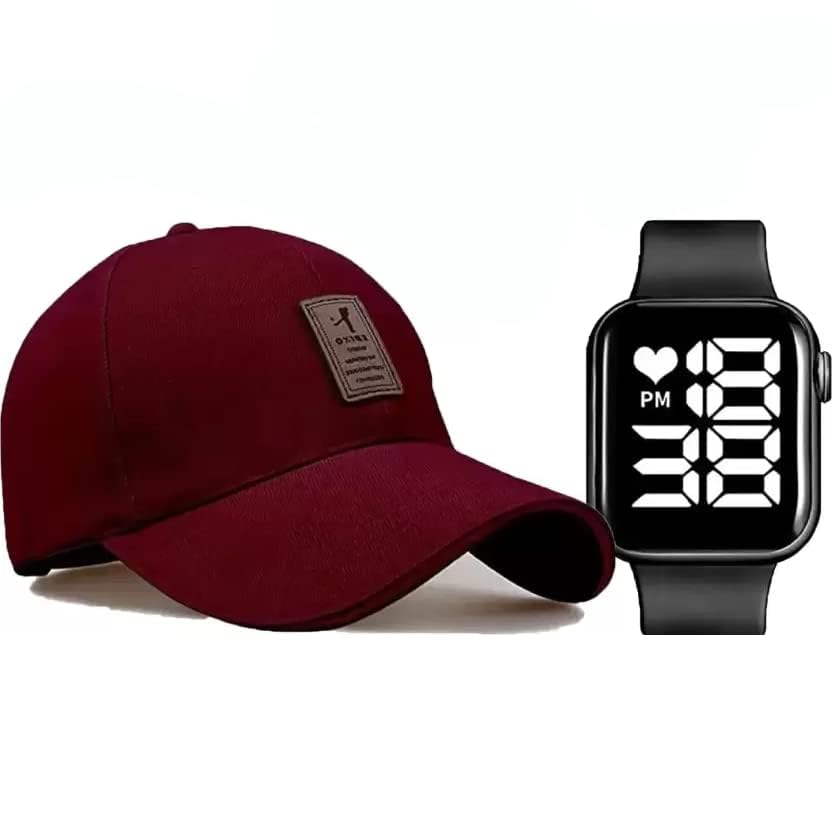 SELLORIA New Look Stylish Mehroon Cap & Black Led Watch for Boys (B0CBHM3GRT) Amazon Price History, Amazon Price Tracker