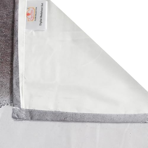Image of Signature Digital Print Geometric Designs Super King Size Bedsheet - 108 x 108 inches | 100% Cotton-Feel Soft Fabric | Fade-Resistant Colors | 2 Matching Pillow Covers (Stone Brush)