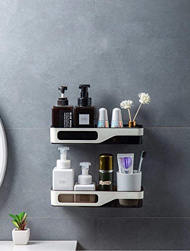 VIHAX Wall Mounted Adhesive Bathroom Shower Shelf/Plastic Rustproof Hanging Shower Caddy Shampoo Conditioner Holder Bathroom Wall Organizer Shelf Shampoo Cosmetic Storage Shelf Bathroom Accessories