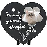 Umitive Individueller Grabstein für Katzen - Personalisierte Gedenktafel mit Foto, Name & Gravur - Tiergrabstein für Tierfriedhof - Wetterfeste Erinnerung an verstorbene Haustiere (Style G)