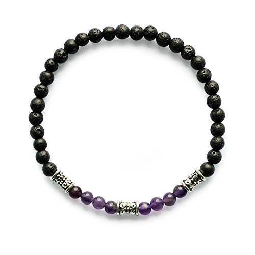 Me&Hz Amethyst Chakra Stretchy Small Beads Bracelet Lava Gemstone Healing Energy Beaded Bracelet