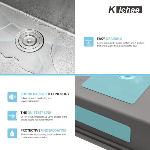 Image of Kichae 36 Drop In Kitchen Sink - Stainless Steel Sinks 36 x 22 Inch Topmount Overmount Single Bowl Handmade Basin with Accessories