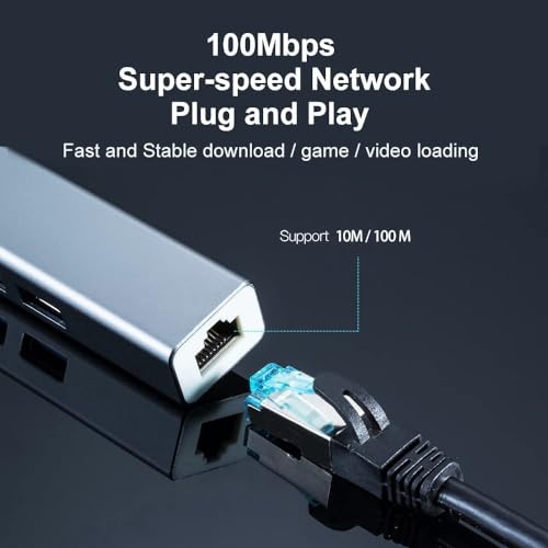 Image of USB HUB USB C to Ethernet Adapter,Gigabit Ethernet LAN Adapter,USB Type C Hub with RJ45 Network LAN Port and 3 USB 3.0 Ports for PC, MaK (USB C to RJ45 HUB)