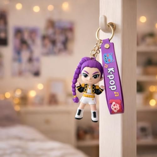 Image of Wanna Party Kpop Demon Hunters Cartoon Keychains, Rumi Keychain for Boys and Girls, Cute Backpack Key Chain Accessories Wristlet chain Return Gift Items for Boys & Girls