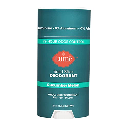 Lume Solid Deodorant Stick - Whole Body Deodorant - Aluminum-Free, Baking Soda-Free, Hypoallergenic, Safe For Sensitive Skin - 2.6 Ounce Solid Stick (Cucumber Melon)