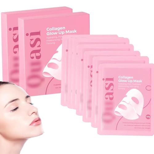 JQJQ Quasi Collagen Glow Up Mask 2.0, Quasi Bio Collagen Face Mask, Firm Skin Deep Hydrating Masks for Wrinkle Reduction and Pore Minimization - Glow like Glass Skin (2 BOX-8PCS) 7-14 Days delivery