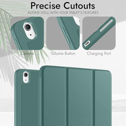 Image of Robustrion Case for iPad 11th Gen (A16) / 10th Generation Cover Case (2025 /2022), Smart Trifold Flip Stand Cover [Pencil Holder] for iPad 10th Gen /11th Generation [Auto Sleep Wake] - Dark Green