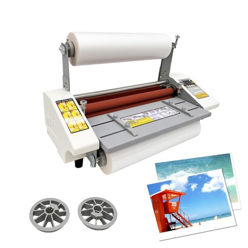 TECHTONGDA Thermal Cold Roll Laminator, 110V Single and Dual Sided Laminating Machine with Four Rollers Digital Display A3+/12.9" 120141