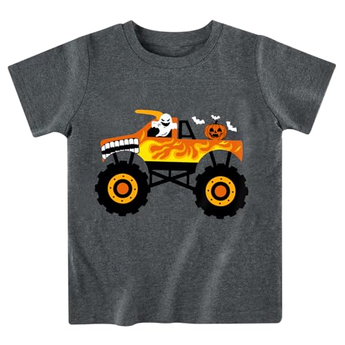Sineeko Monster Truck Ghost Pumpkin Halloween Shirt Toddler Boys T-Shirt 3T
